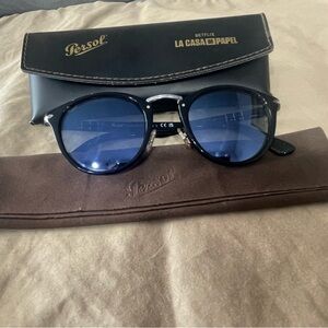Persol Black Handmade Sunglasses-Typewriter Edition